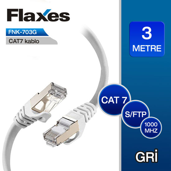 FLAXES 3M CAT7(PATCH)S/FTP NETWORK KABLOSU GRİ resmi