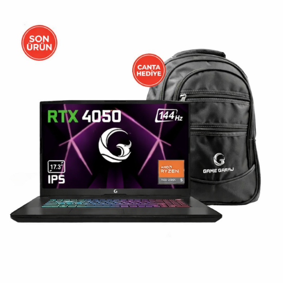 RTX 4050 ve 144Hz ekranlı Game Garaj gaming laptop ürün görseli.